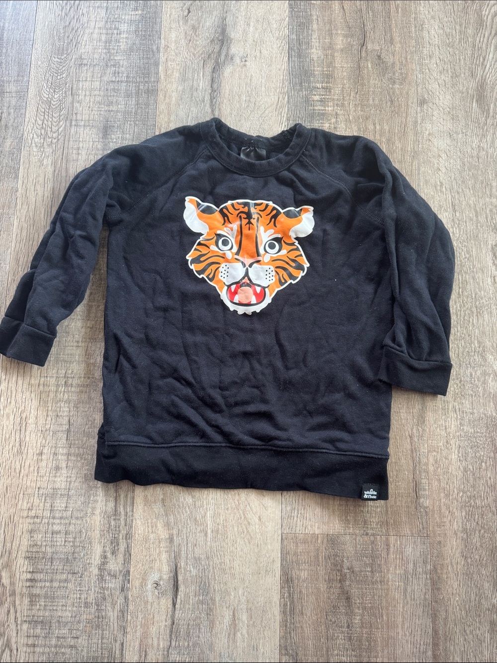 Kids Black Sweatshirt with Orange Tiger Patch
